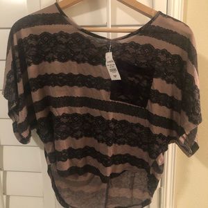 Striped Lace Brown and Black Top